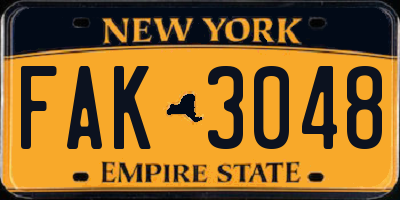 NY license plate FAK3048