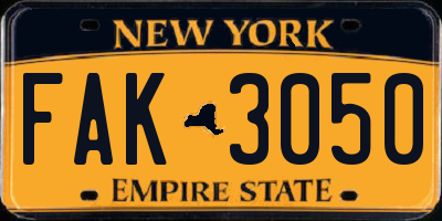 NY license plate FAK3050