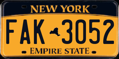 NY license plate FAK3052