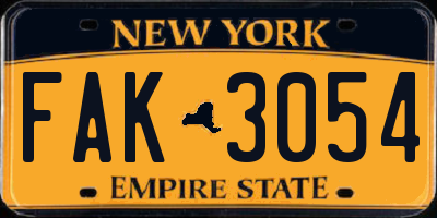 NY license plate FAK3054