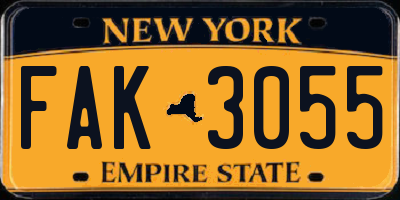 NY license plate FAK3055