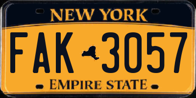 NY license plate FAK3057