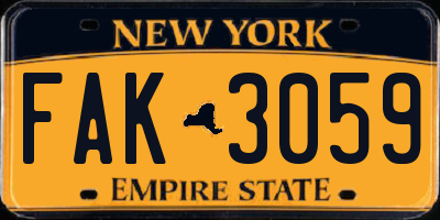 NY license plate FAK3059