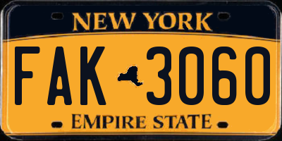 NY license plate FAK3060