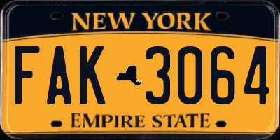 NY license plate FAK3064