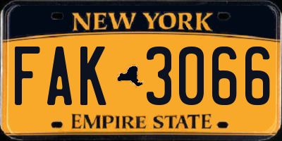 NY license plate FAK3066