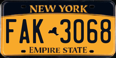 NY license plate FAK3068