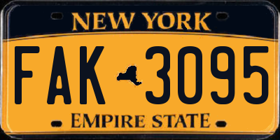 NY license plate FAK3095