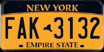 NY license plate FAK3132