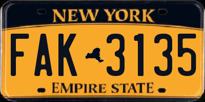 NY license plate FAK3135