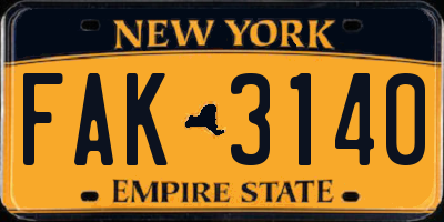 NY license plate FAK3140