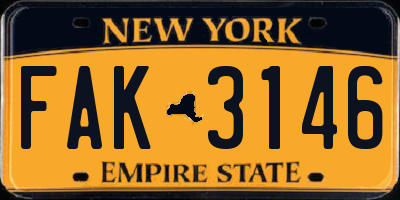 NY license plate FAK3146