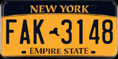 NY license plate FAK3148