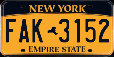 NY license plate FAK3152