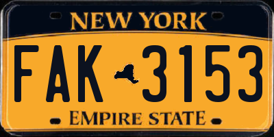 NY license plate FAK3153