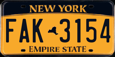 NY license plate FAK3154