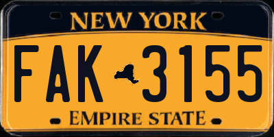 NY license plate FAK3155