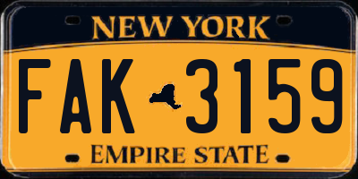 NY license plate FAK3159