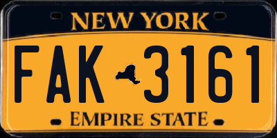 NY license plate FAK3161