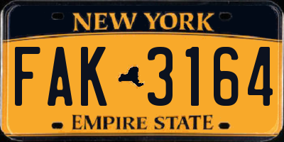 NY license plate FAK3164