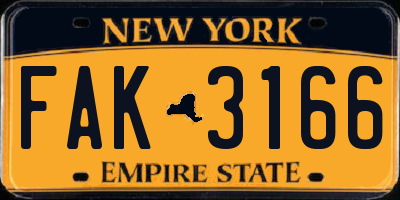 NY license plate FAK3166