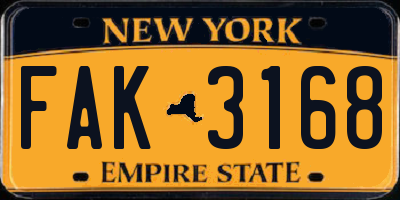 NY license plate FAK3168