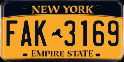 NY license plate FAK3169