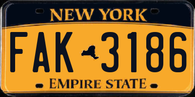 NY license plate FAK3186