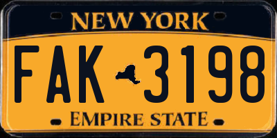 NY license plate FAK3198