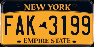 NY license plate FAK3199