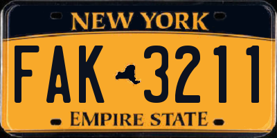 NY license plate FAK3211