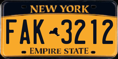 NY license plate FAK3212