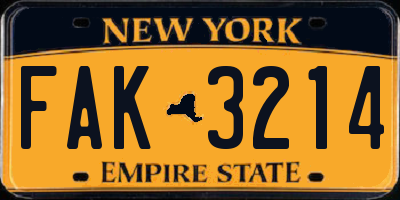 NY license plate FAK3214