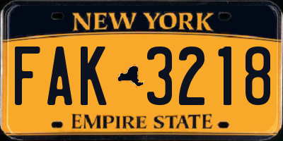 NY license plate FAK3218