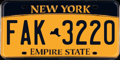 NY license plate FAK3220