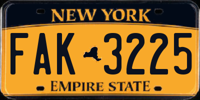 NY license plate FAK3225