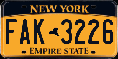 NY license plate FAK3226