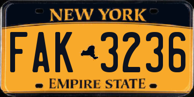 NY license plate FAK3236