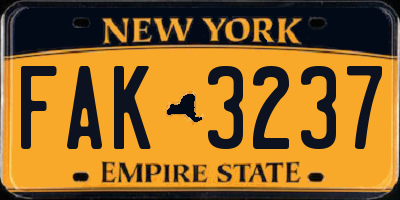 NY license plate FAK3237