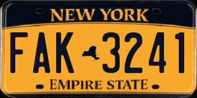 NY license plate FAK3241