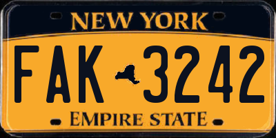 NY license plate FAK3242