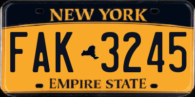 NY license plate FAK3245