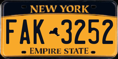 NY license plate FAK3252