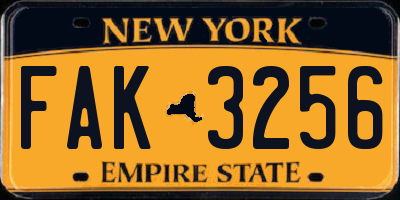 NY license plate FAK3256