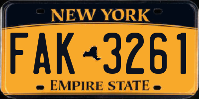 NY license plate FAK3261