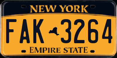 NY license plate FAK3264