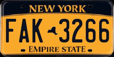 NY license plate FAK3266