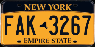 NY license plate FAK3267