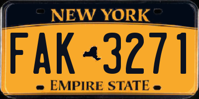 NY license plate FAK3271