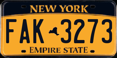 NY license plate FAK3273